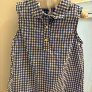 Blue and White Checkered Kids Sleeveless Shirt